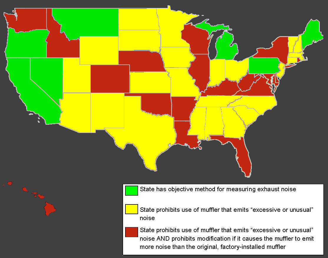 Exhaust Noise Laws By State SEMA ACTION NETWORK