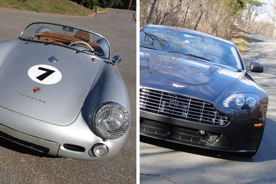 SEMA Action Network, Driving Force Online, A 1955 Porsche 550 Spyder reproduction by Beck and 2011 Aston Martin V12 Vantage from the collection of SAN member Paul Witteman. SEMA Action Network, Driving Force Online, A 1955 Porsche 550 Spyder reproduction by Beck and 2011 Aston Martin V12 Vantage from the collection of SAN member Paul Witteman.